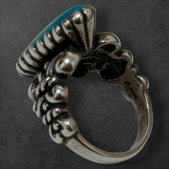 Carolyn Pollack Relios Turquoise Size 8.25 Sterling Ring - Picture 4 of 4